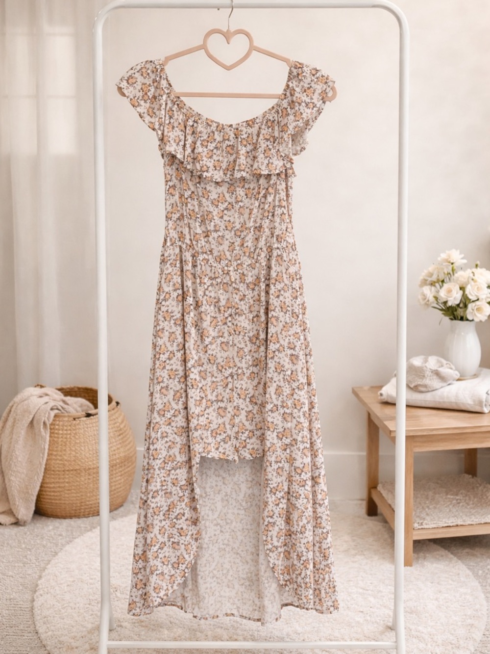 Floral Ruffle Maxi Dress Romper. Size XL. - Picture 2 of 3